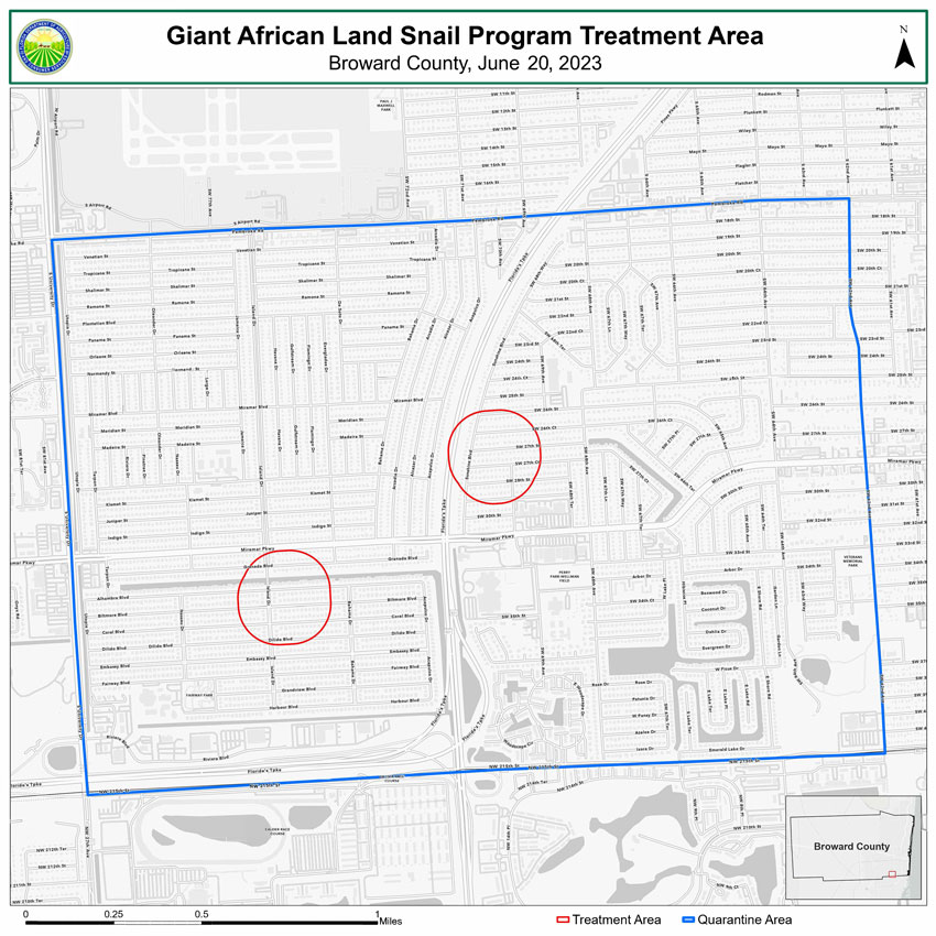Giant African Land Snail Program Treatment Area, Broward County, June 20, 2023