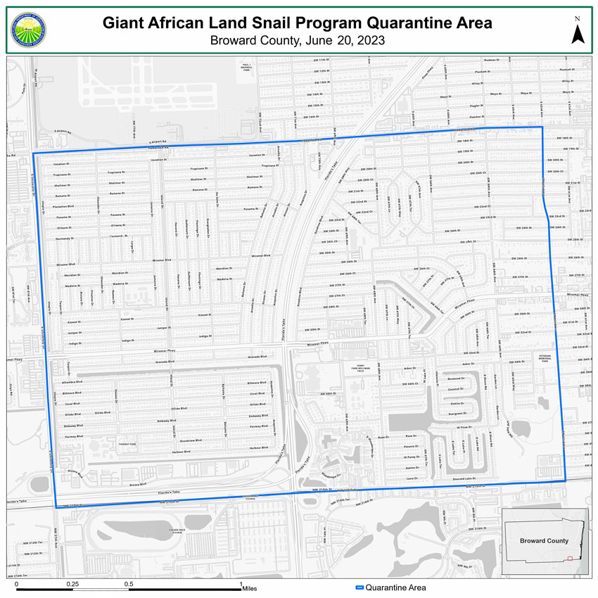 Giant African Land Snail Program Quarantine Area, Broward County, June 20, 2023
