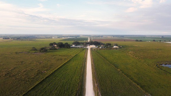 An aerial view of a Florida ranch