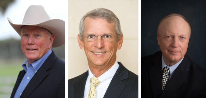 Portraits of Woody Larson, Dennis Wedgworth and Jack Vogel, inductees to the Florida Ag Hall of Fame