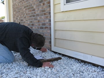 An inspector inspecting a home for termites