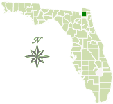 Map of Florida with Cary State Forest marked