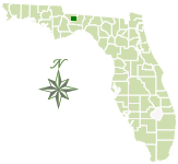Map of Florida with Lake Talquin State Forest marked