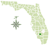 Map of Florida with Okaloacoochee Slough State Forest marked