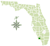 Map of Florida with Picayune State Forest marked