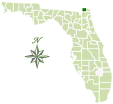 Map of Florida with Ralph E. Simmons Memorial State Forest marked