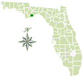 Map of Florida with Tate's Hell Location marked
