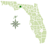 Map of Florida with Wakulla county marked