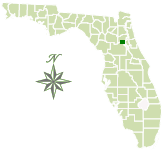 Map of Florida with Welaka State Forest marked