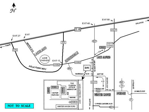 Map to citrus arboretum in Winter Haven, FL