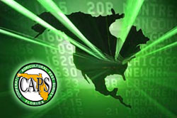 Map of North America with the CAPS logo